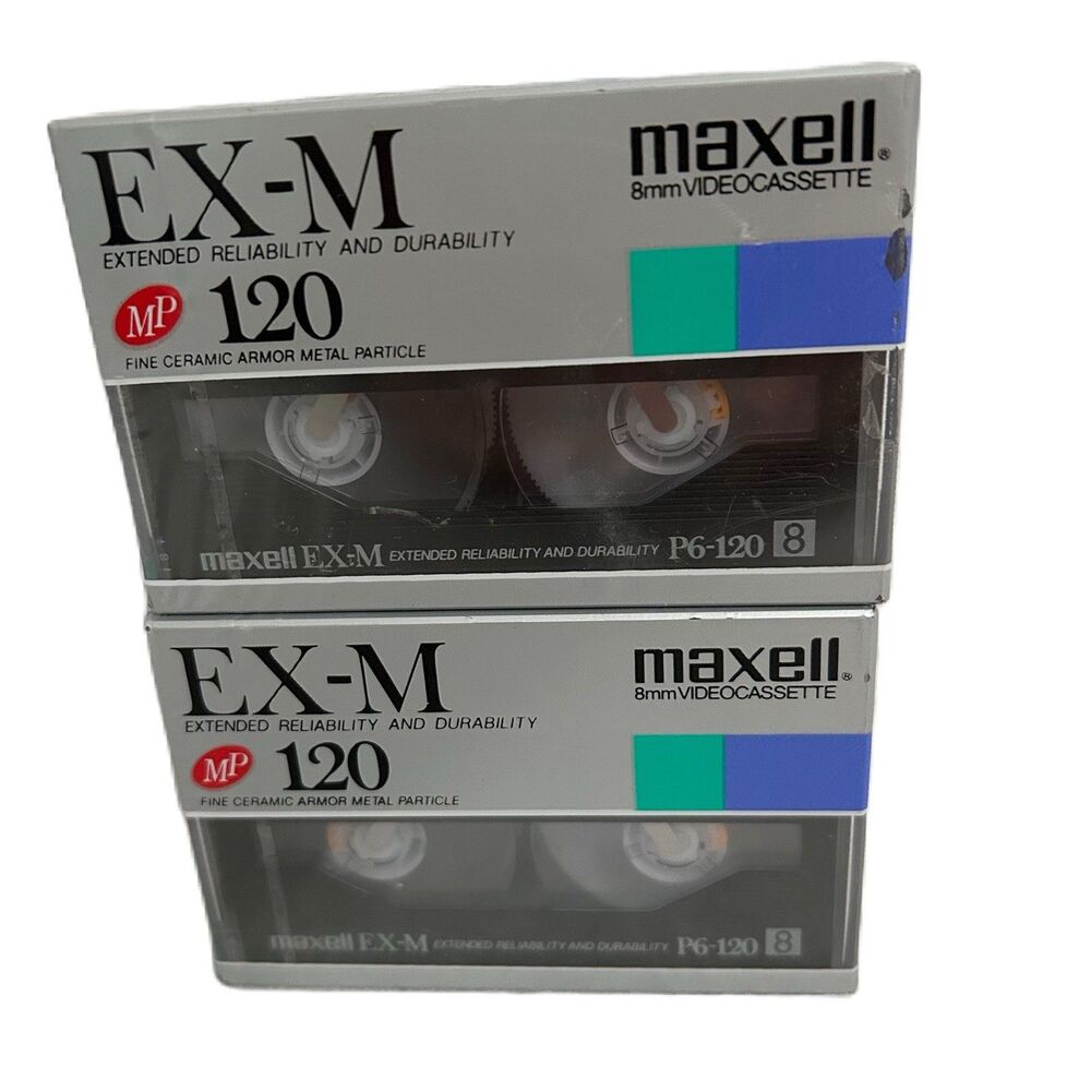 Maxell EX-M Video Camcorder Cassette 120 Min 8mm P6-120EX 8 Lot of 2 NEW Sealed